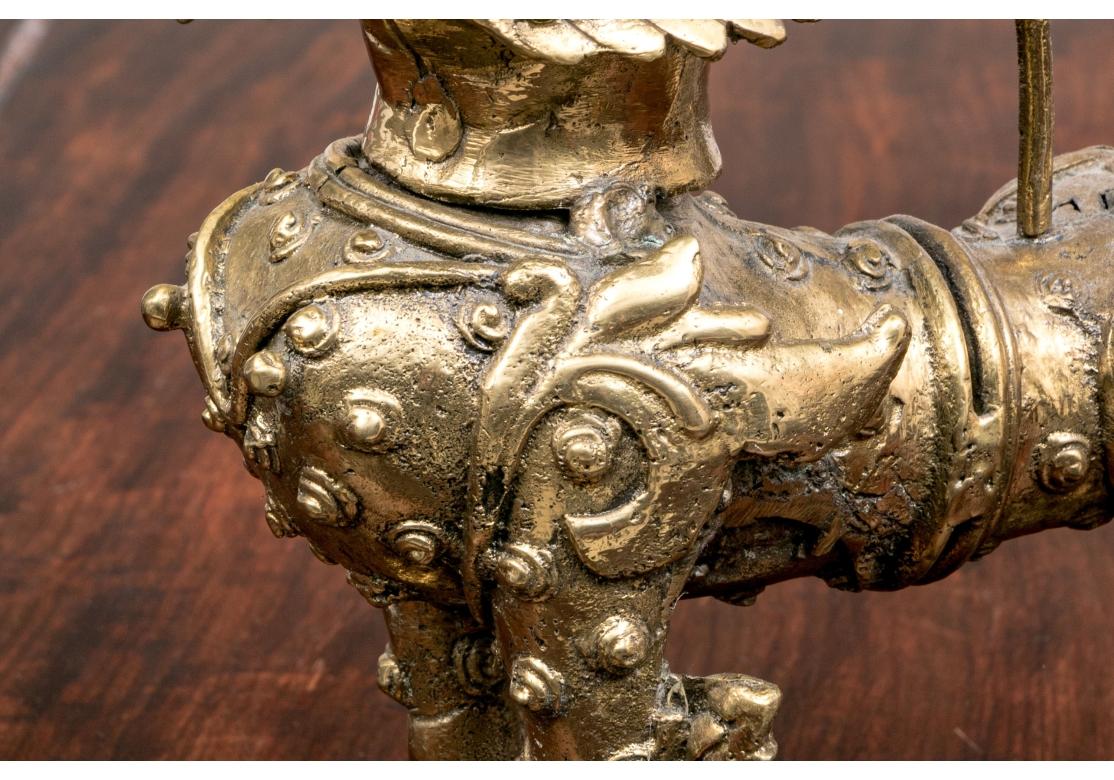 Brass Guardian Temple Lion Figure In Fair Condition For Sale In Bridgeport, CT
