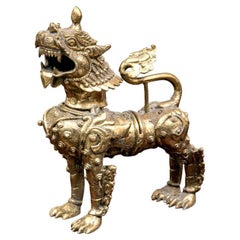 Brass Guardian Temple Lion Figure