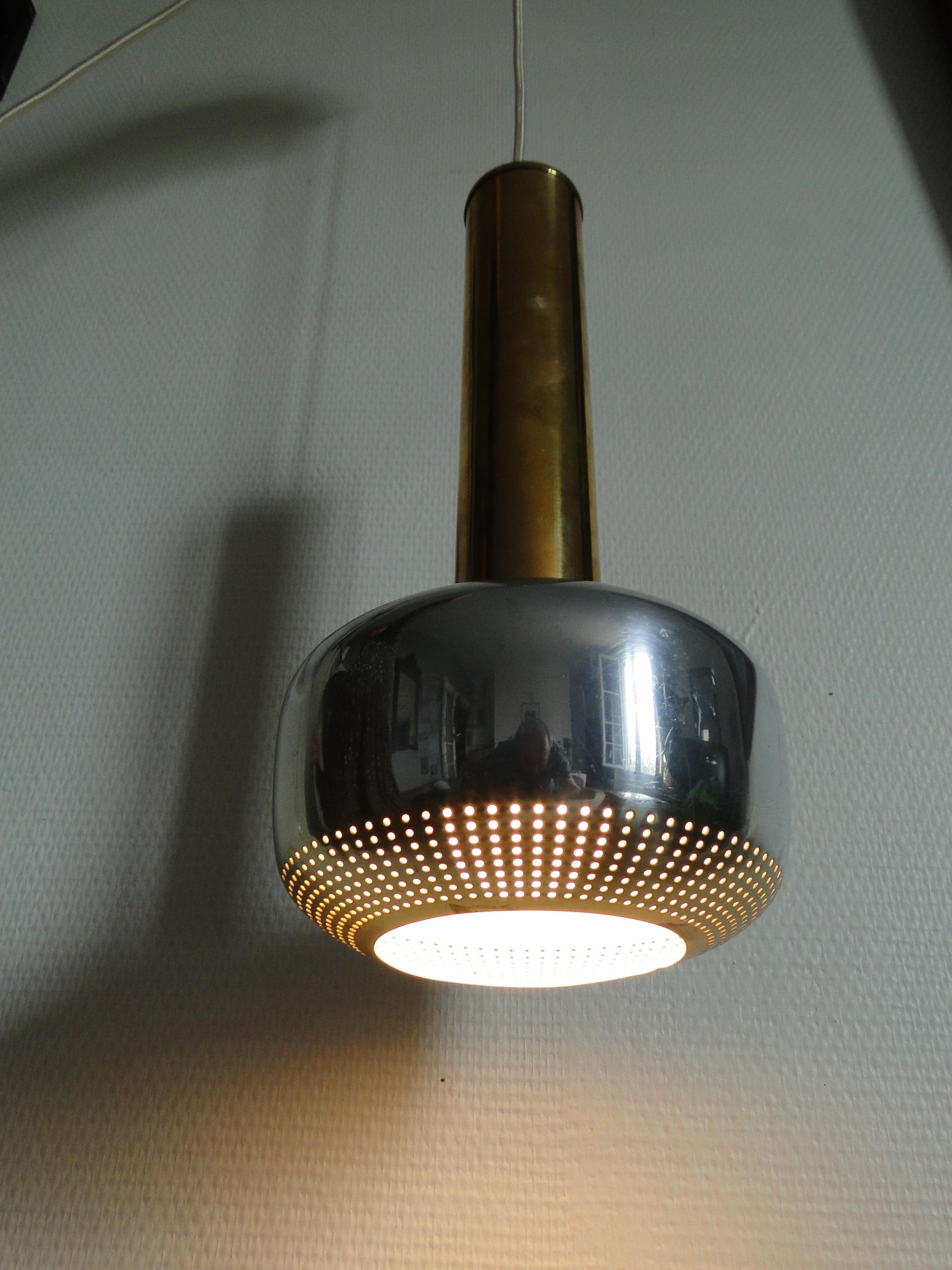 Scandinavian Modern Vilhelm Lauritzen Brass Guldpendel Lamp Pendant for Louis Poulsen 