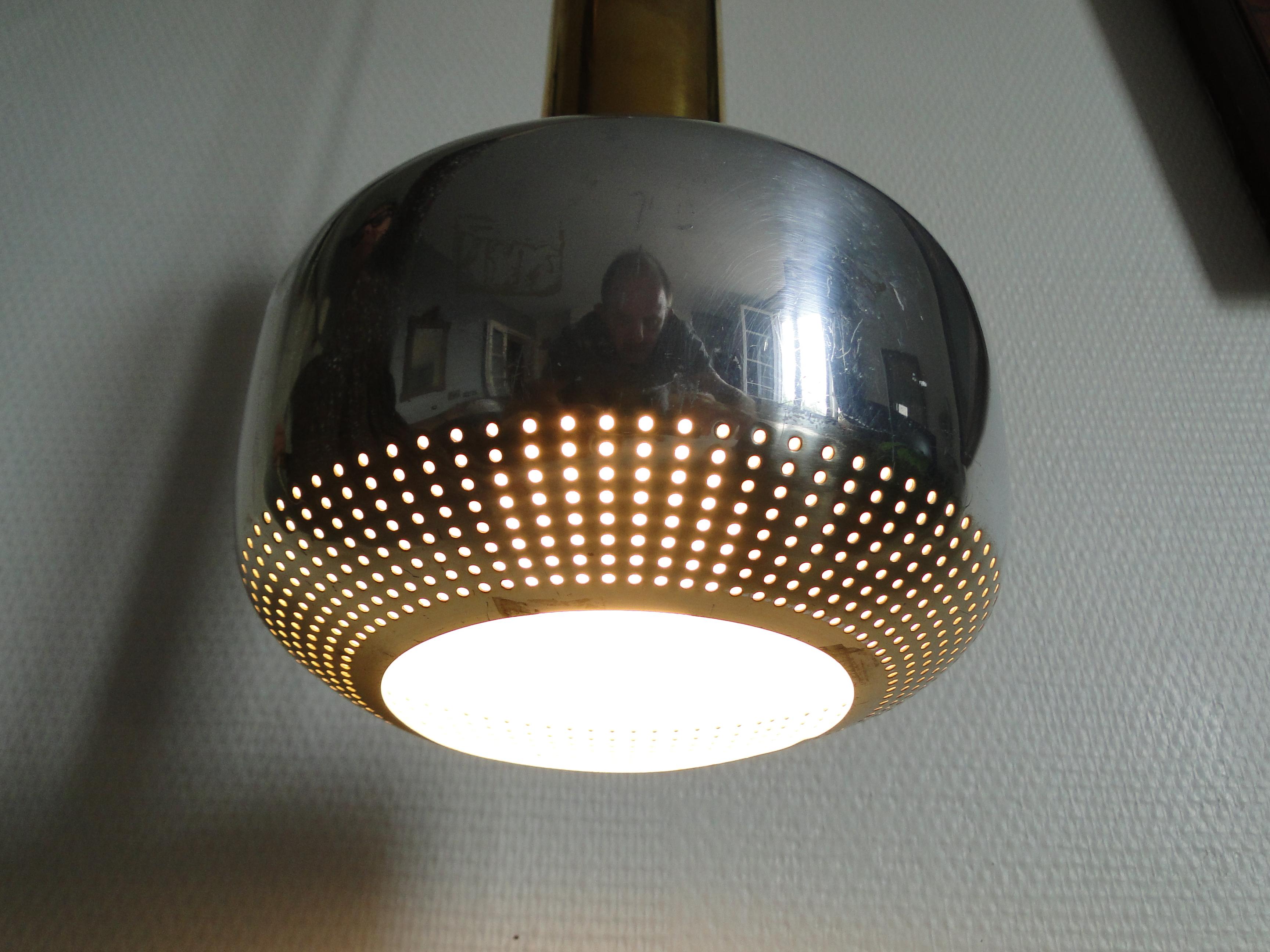 Danish Vilhelm Lauritzen Brass Guldpendel Lamp Pendant for Louis Poulsen 