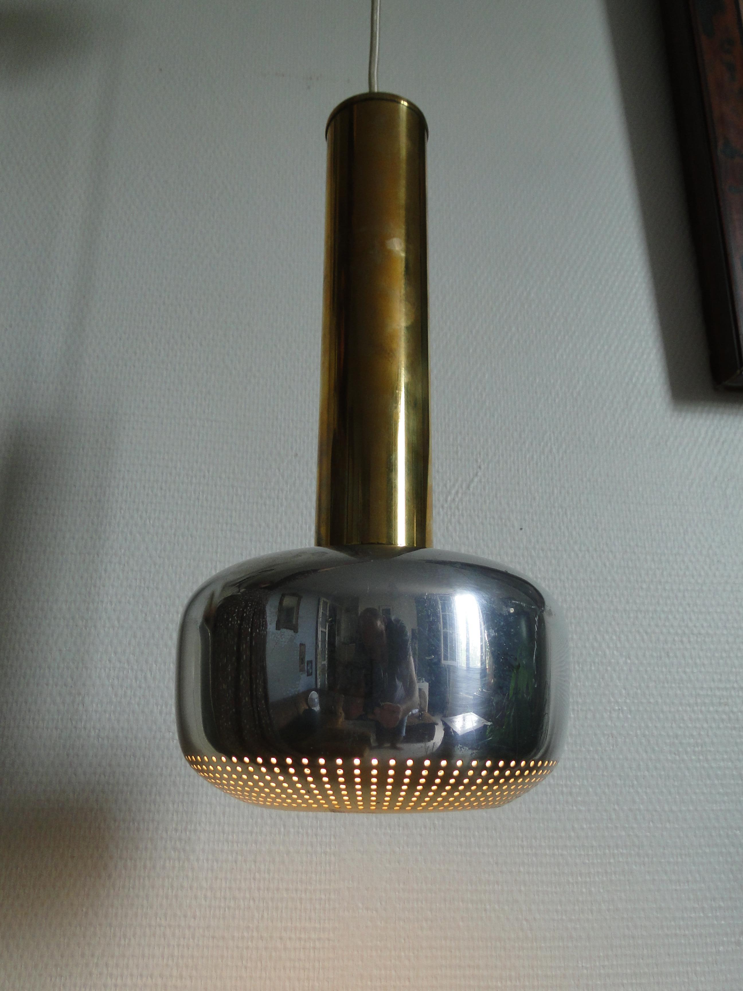 20th Century Vilhelm Lauritzen Brass Guldpendel Lamp Pendant for Louis Poulsen 