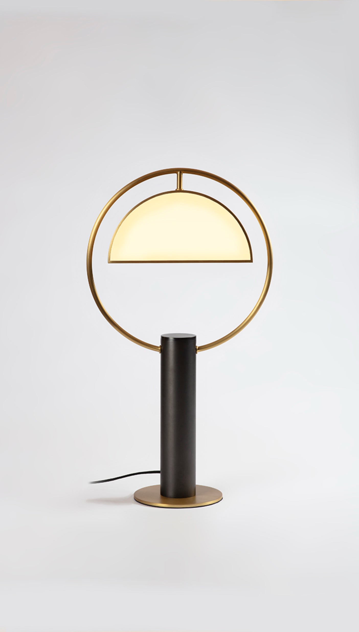 Brass Half in Circle Table Lamp by Square in Circle For Sale