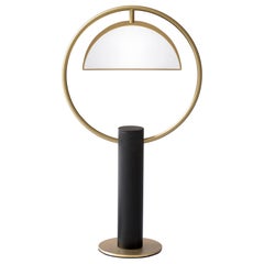 Brass "Half in Circle" Table Lamp, Square in Circle
