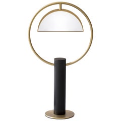 Brass "Half in Circle" Table Lamp, Square in Circle