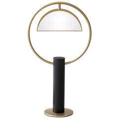 Brass Half in Circle Table Lamp by Square in Circle