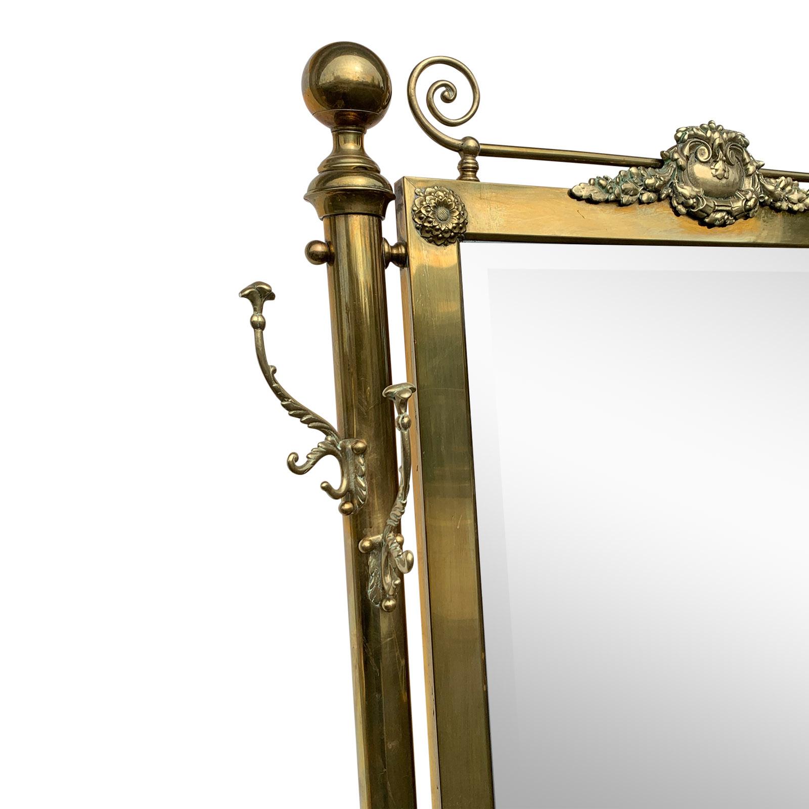 Brass Hall Tree Console Table / Mirror In Good Condition In North Hollywood, CA