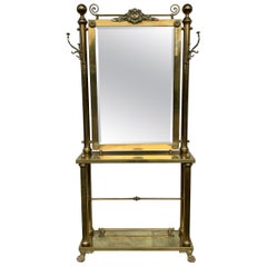 Brass Hall Tree Console Table / Mirror