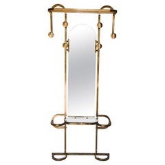 Brass Hall Tree with Mirror