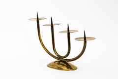 Brass Hammered Candleholder for 4 Candles, circa 1950s