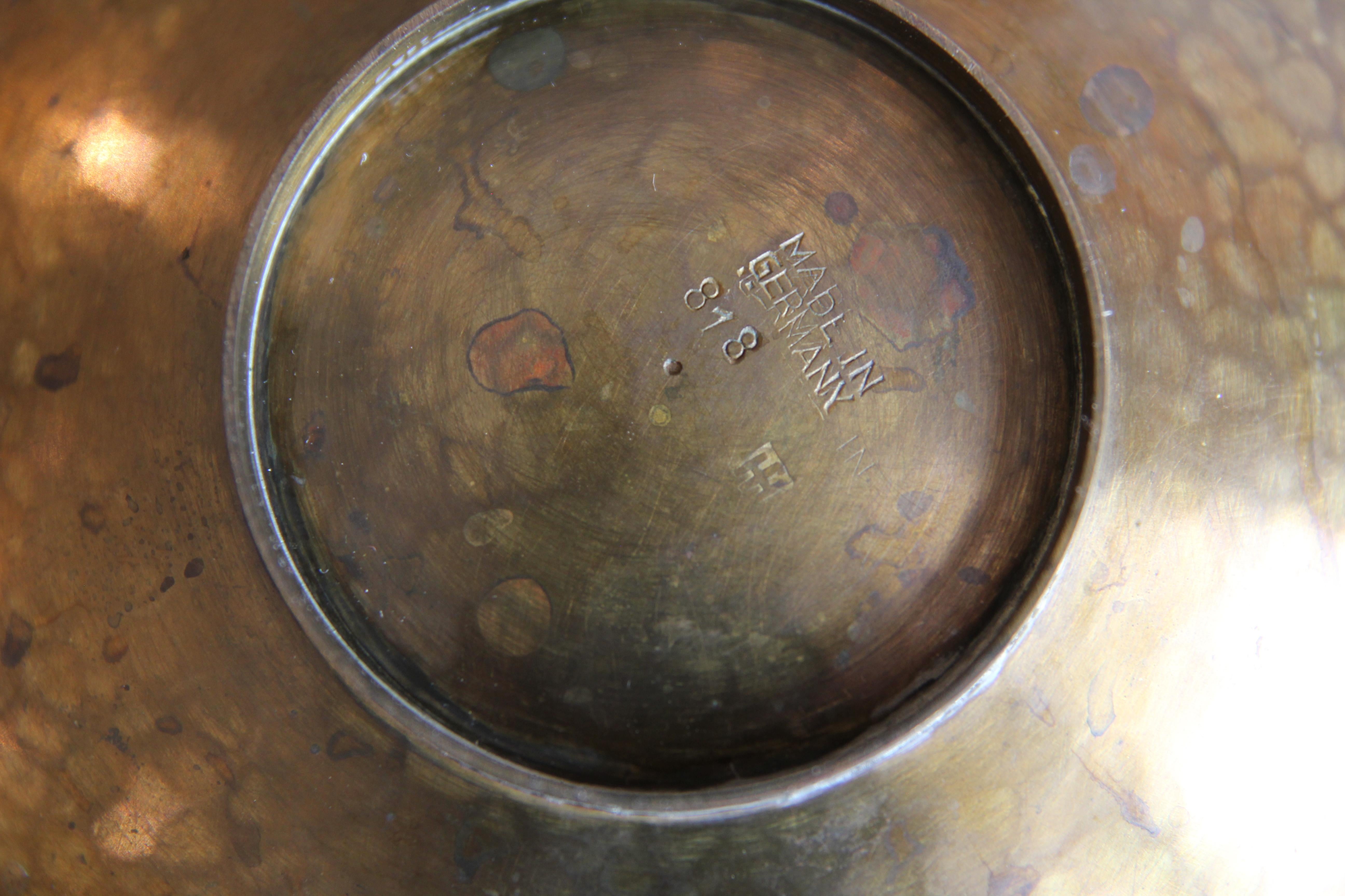 Brass Hammered Dish by Hayno Focken Numbered 818 In Good Condition In Houston, TX