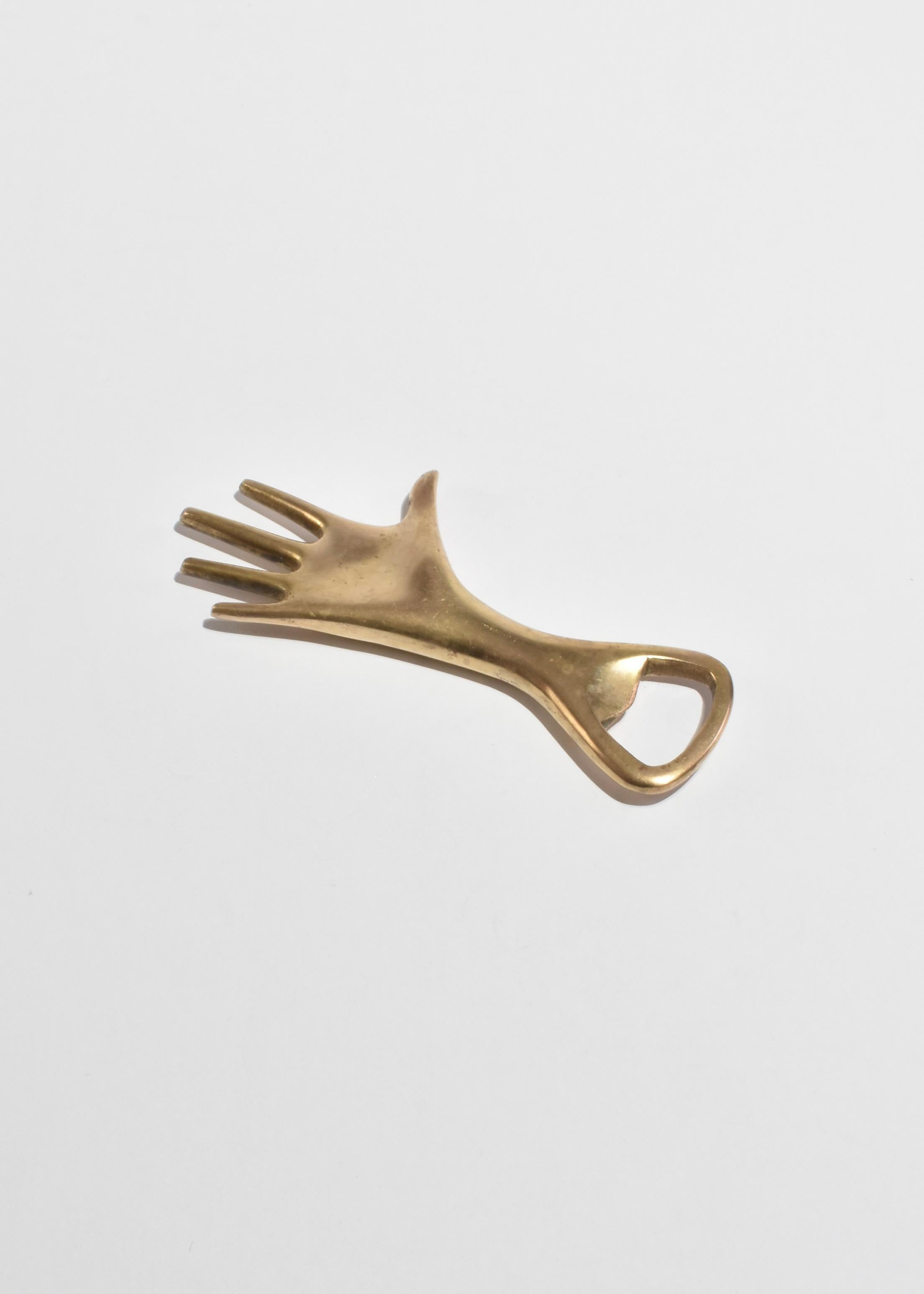 20th Century Brass Hand Bottle Opener For Sale