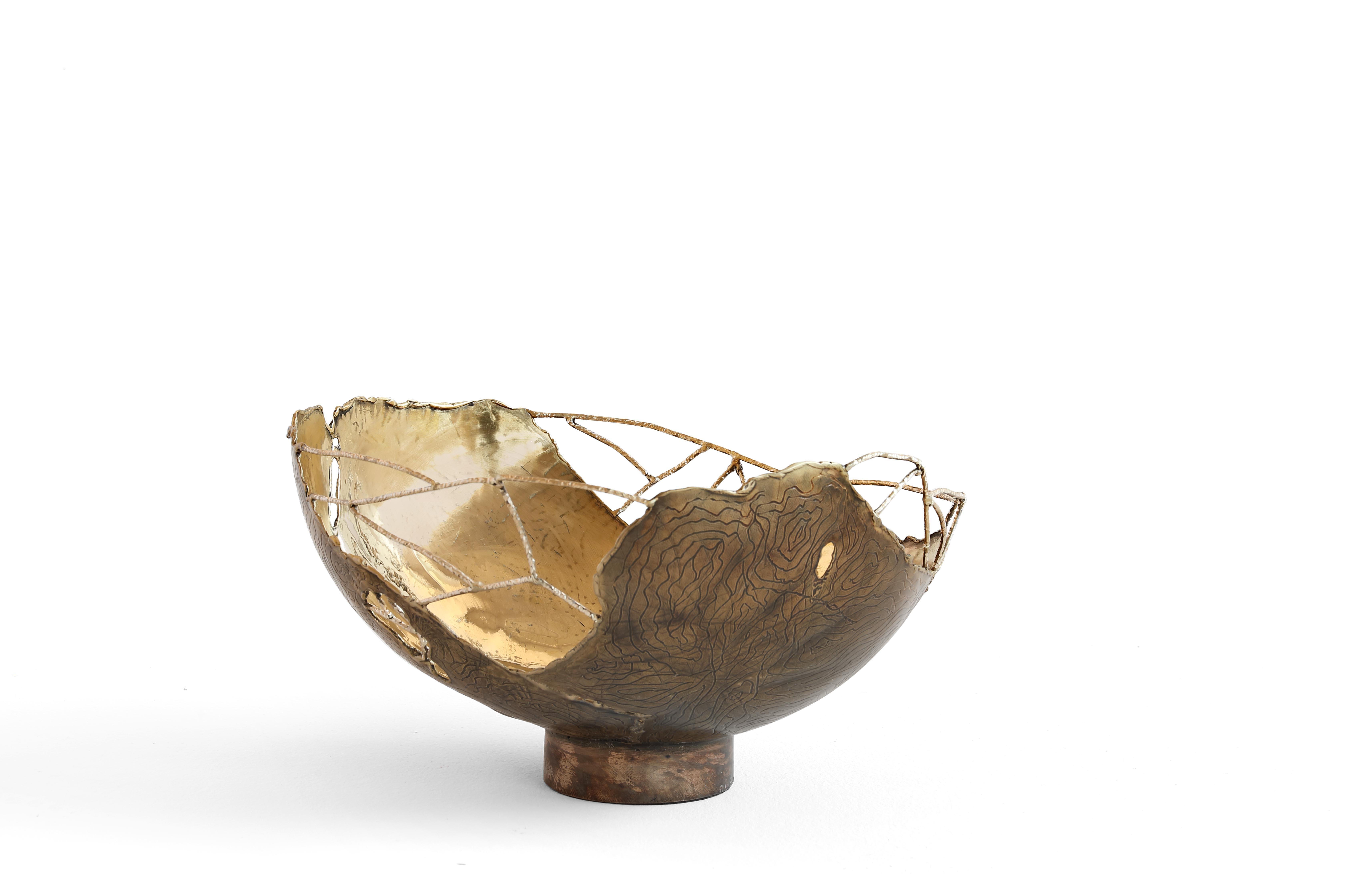 Contemporary Brass Hand Sculpted Bowl by Samuel Costantini