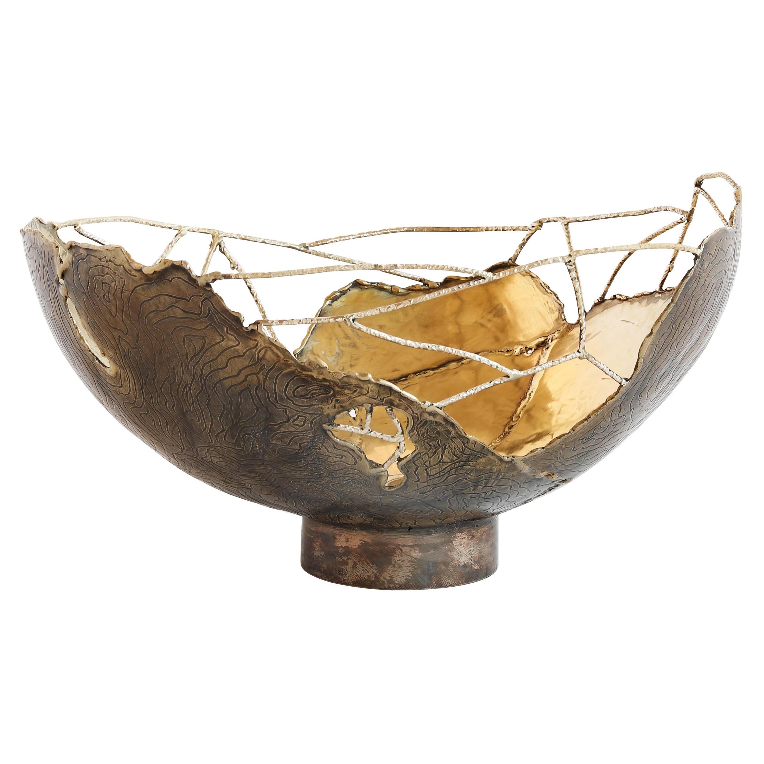 Brass Hand Sculpted Bowl by Samuel Costantini For Sale