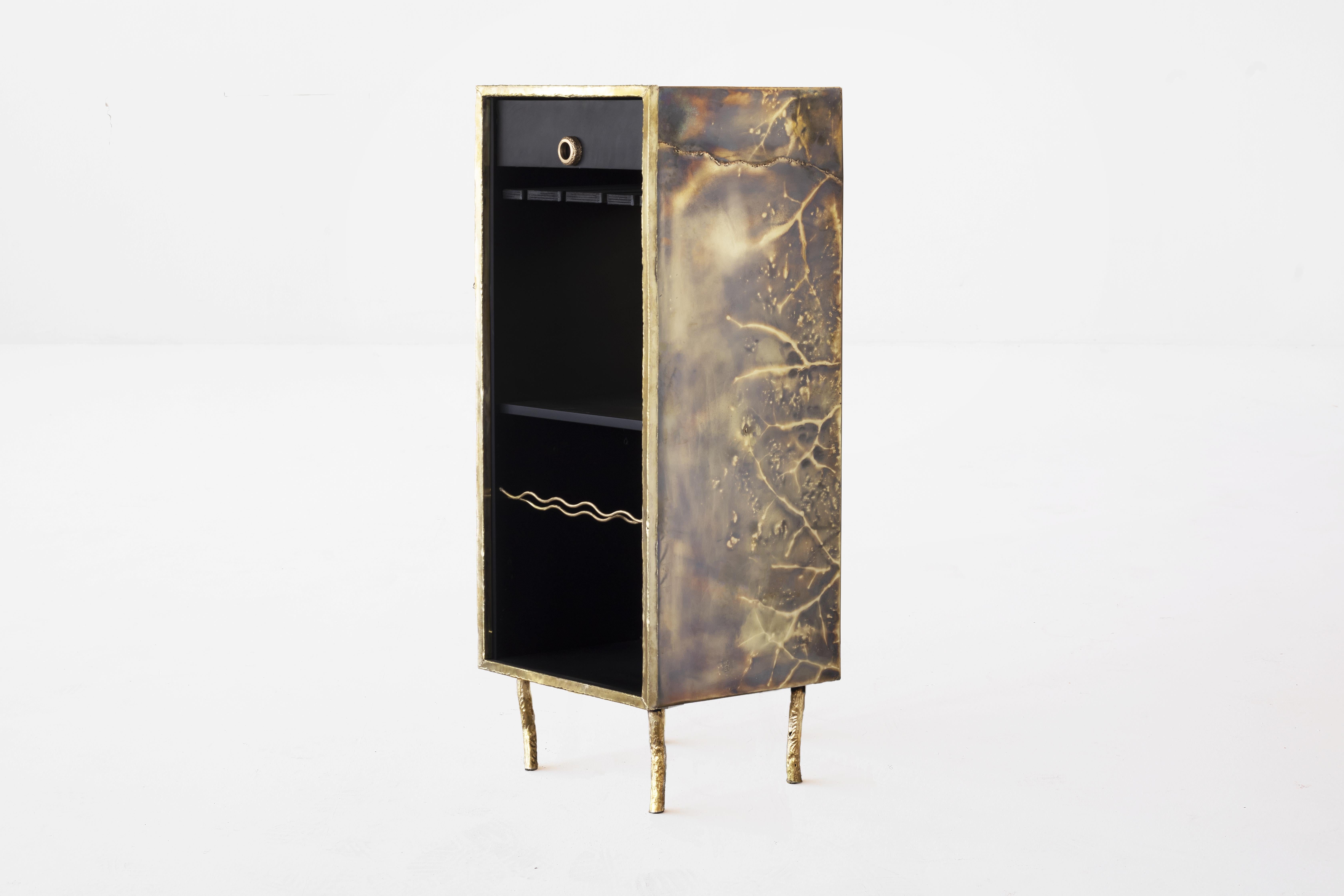 Organic Modern Hand-Sculpted Aged Brass Dry Bar - Contemporary Art by Samuel Costanti For Sale