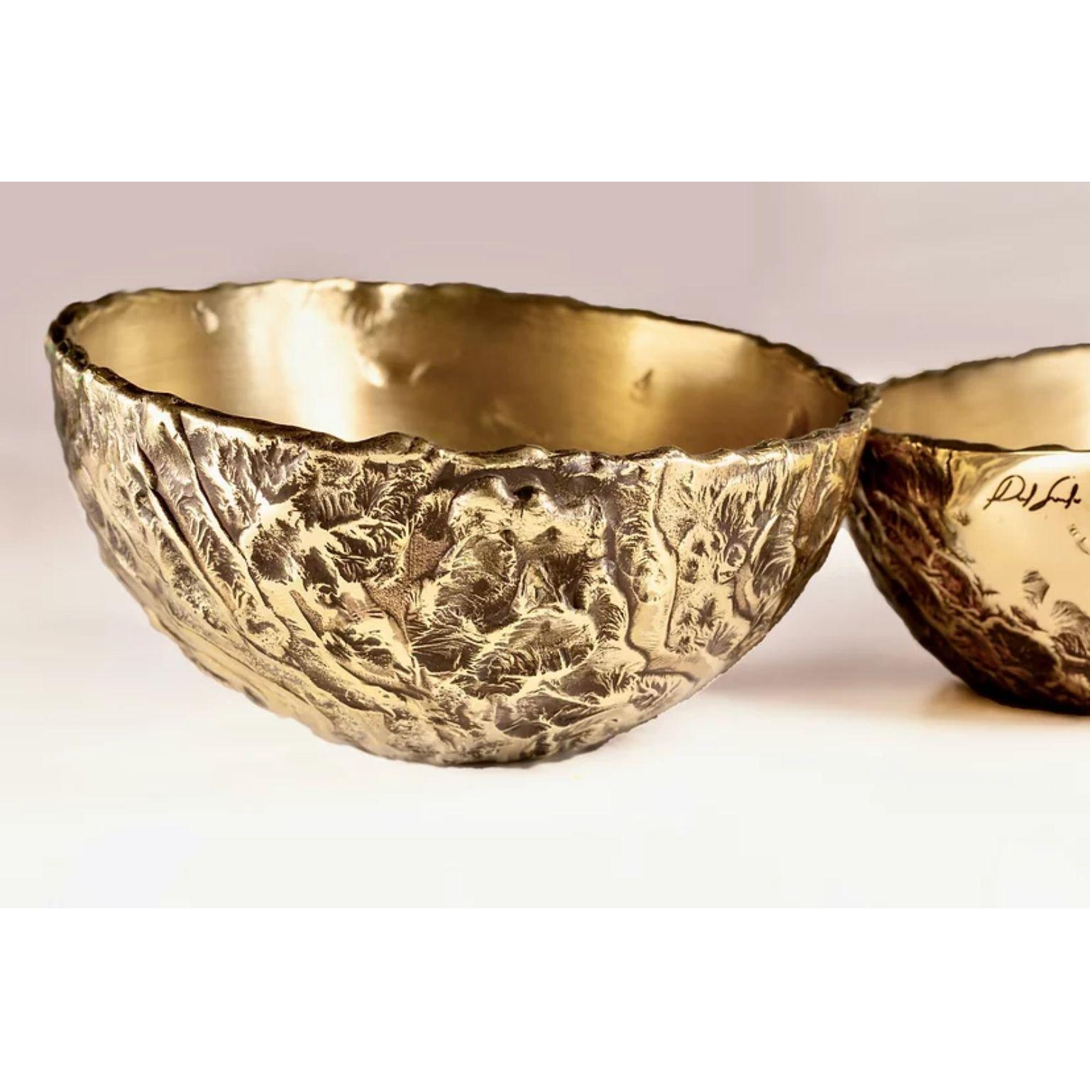 Italian Brass Hand Sculpted POD Bowl by Samuel Costantini For Sale