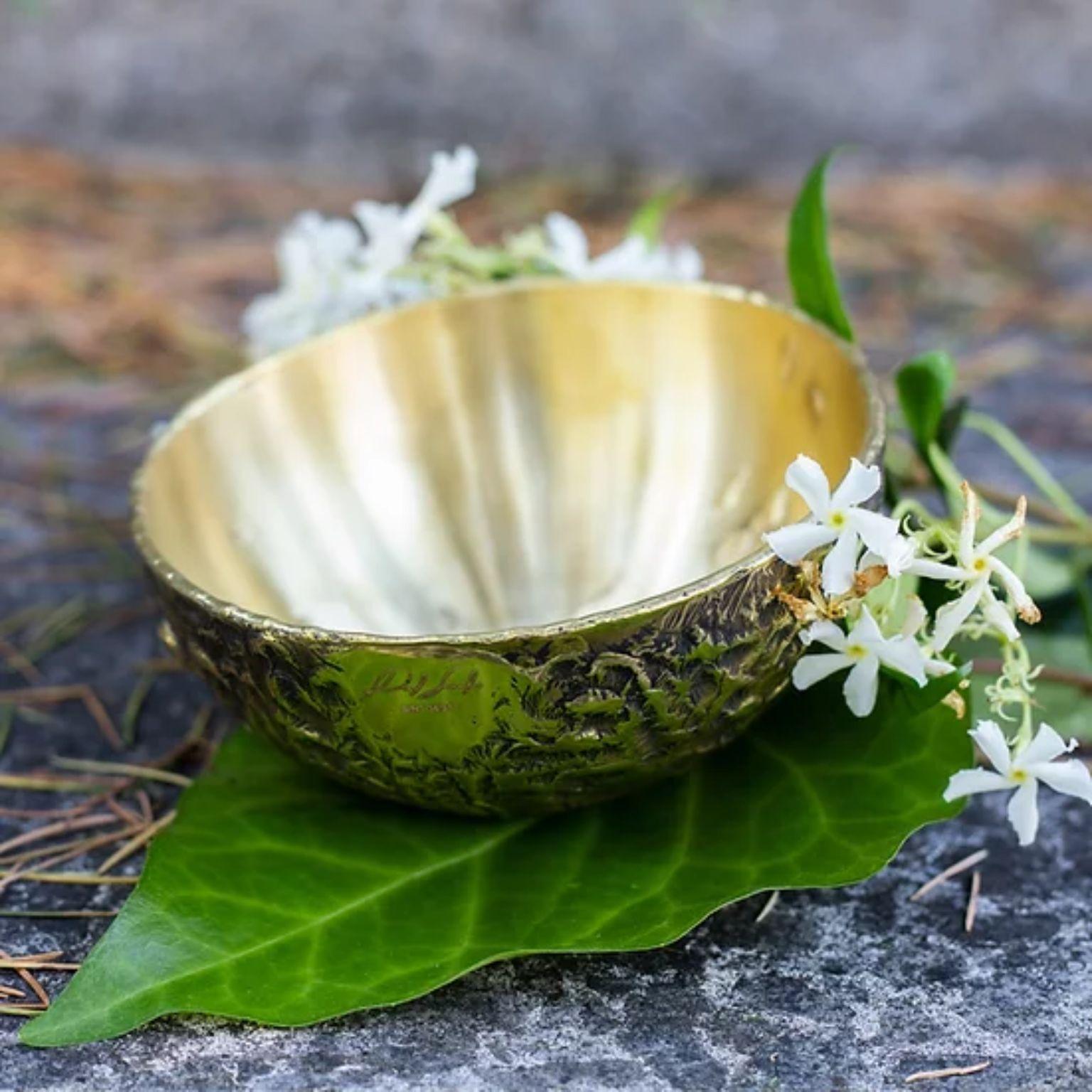 Brass Hand Sculpted POD Bowl by Samuel Costantini For Sale 1