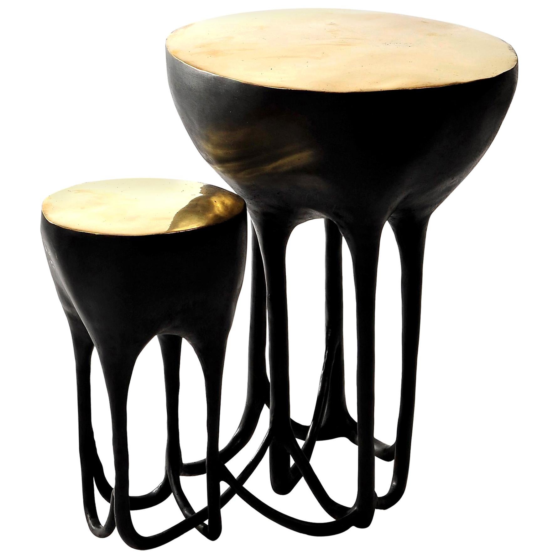 Brass Hand-Sculpted Side Table by Masaya