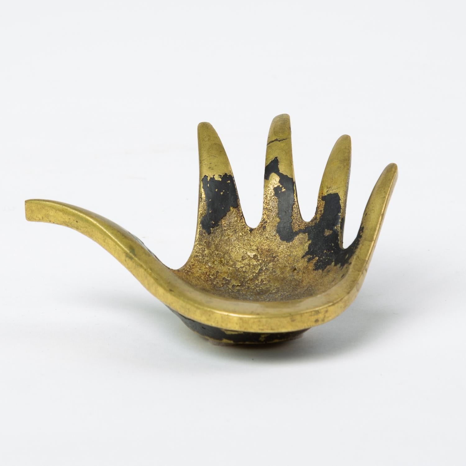 Austrian Brass Hand-Shaped Bowl or Ashtray by Walter Bosse for Hertha Baller