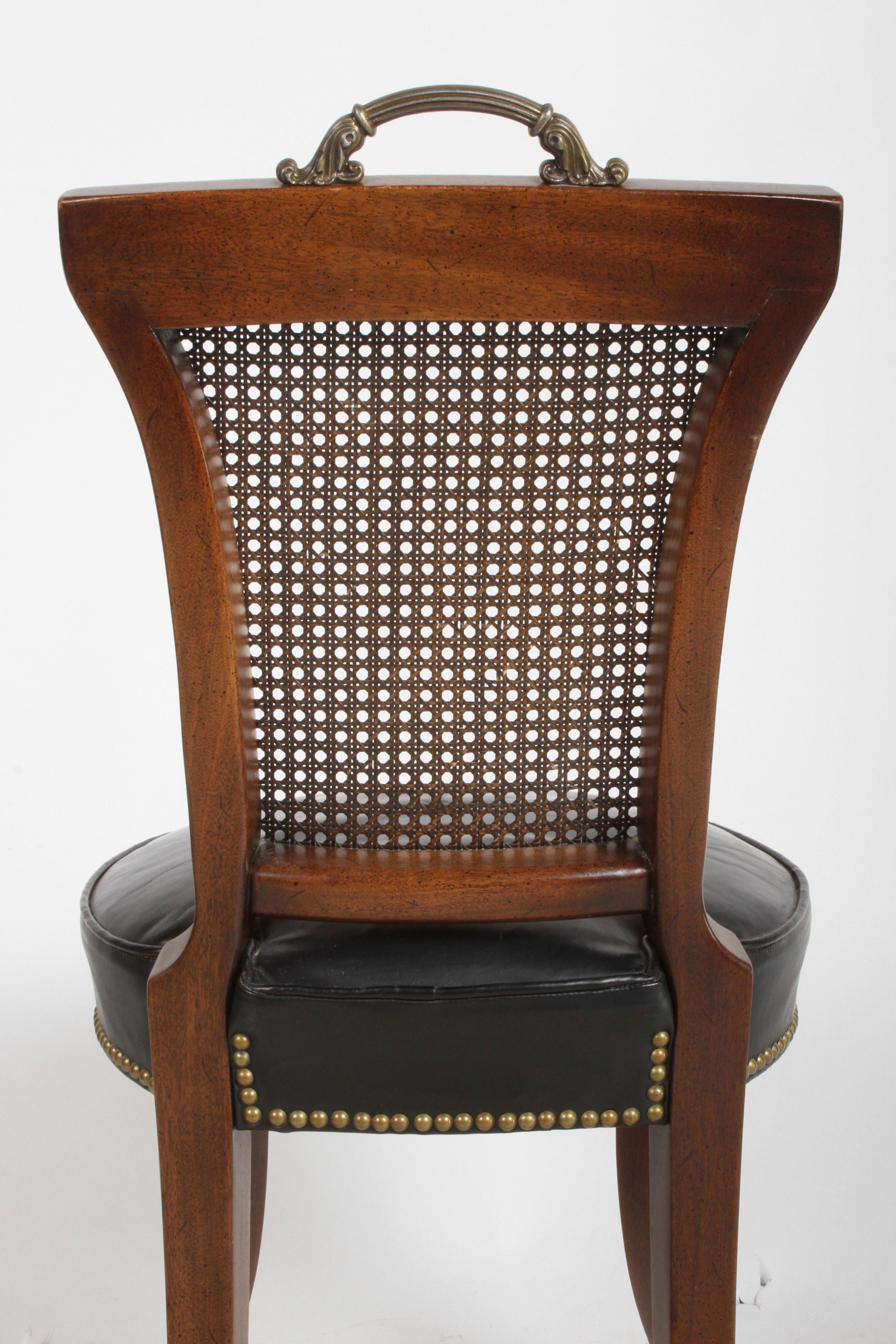 Brass Handle Desk Chair with Greek Key Design 3
