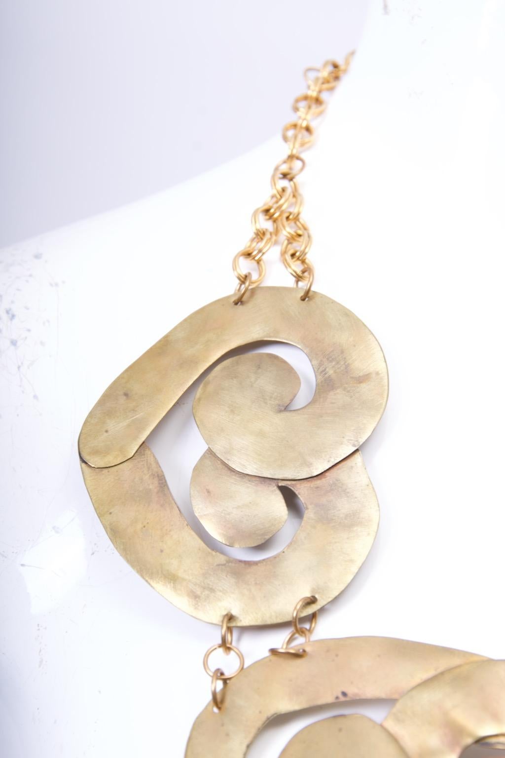 Artigiano Brass Handmade Vintage Necklace in vendita