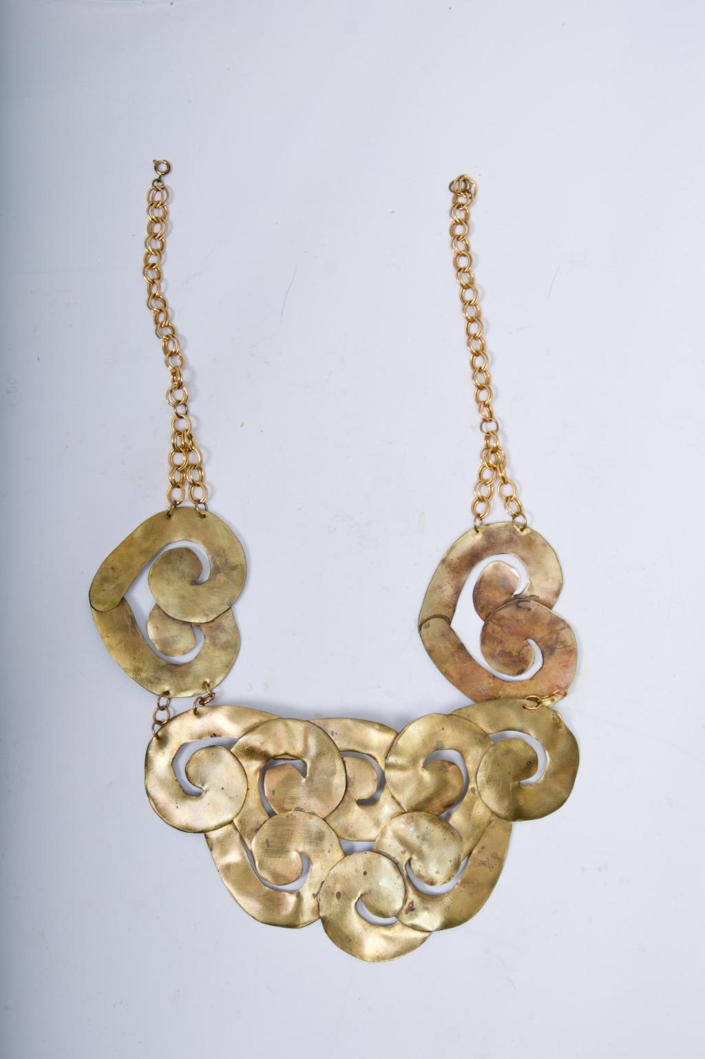 Brass Handmade Vintage Necklace In condizioni ottime in vendita a Alford, MA