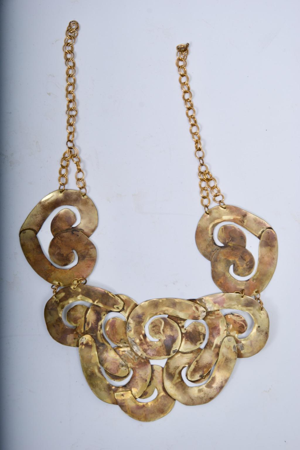 Brass Handmade Vintage Necklace in vendita 1