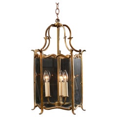 Vintage Brass Hanging Lantern After Maison Baguès