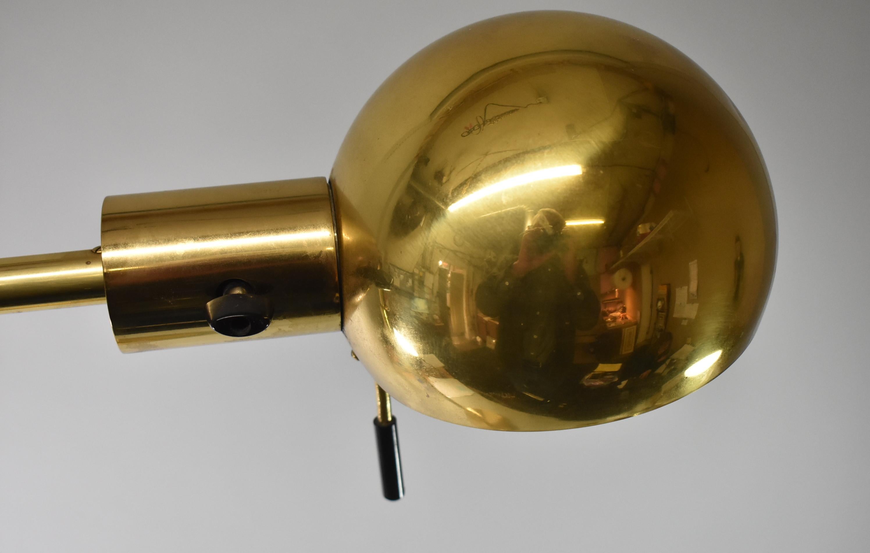 20th Century Brass Hansen Mid-Century Modern Adjustable Floor Lamp For Sale