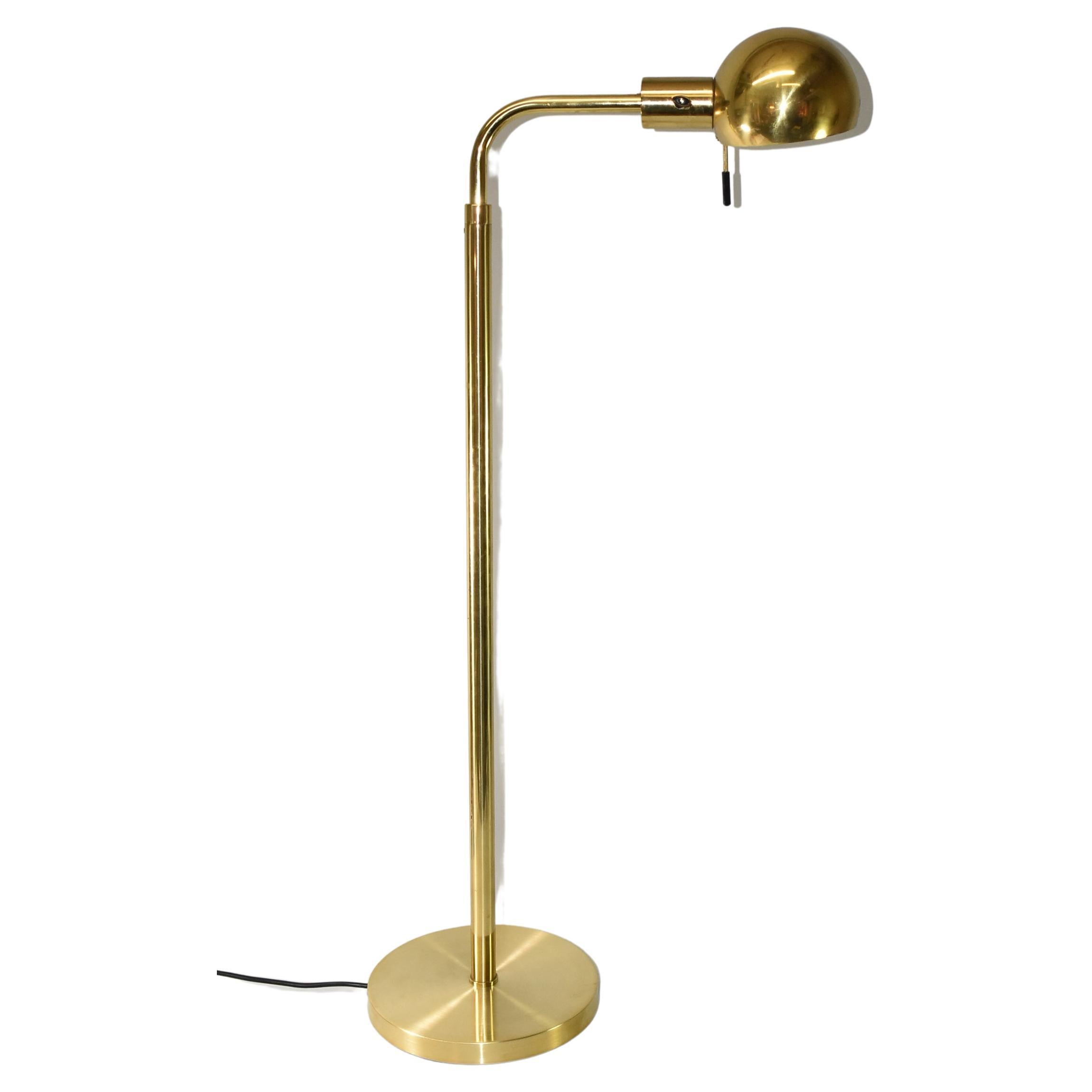Brass Hansen Mid-Century Modern Adjustable Floor Lamp For Sale