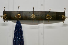 Brass Hat and Coat Hooks, Set on Wine Barrel Oak