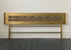 Brass Headboard with Bronze Panel by Luciano Frigerio, Italy