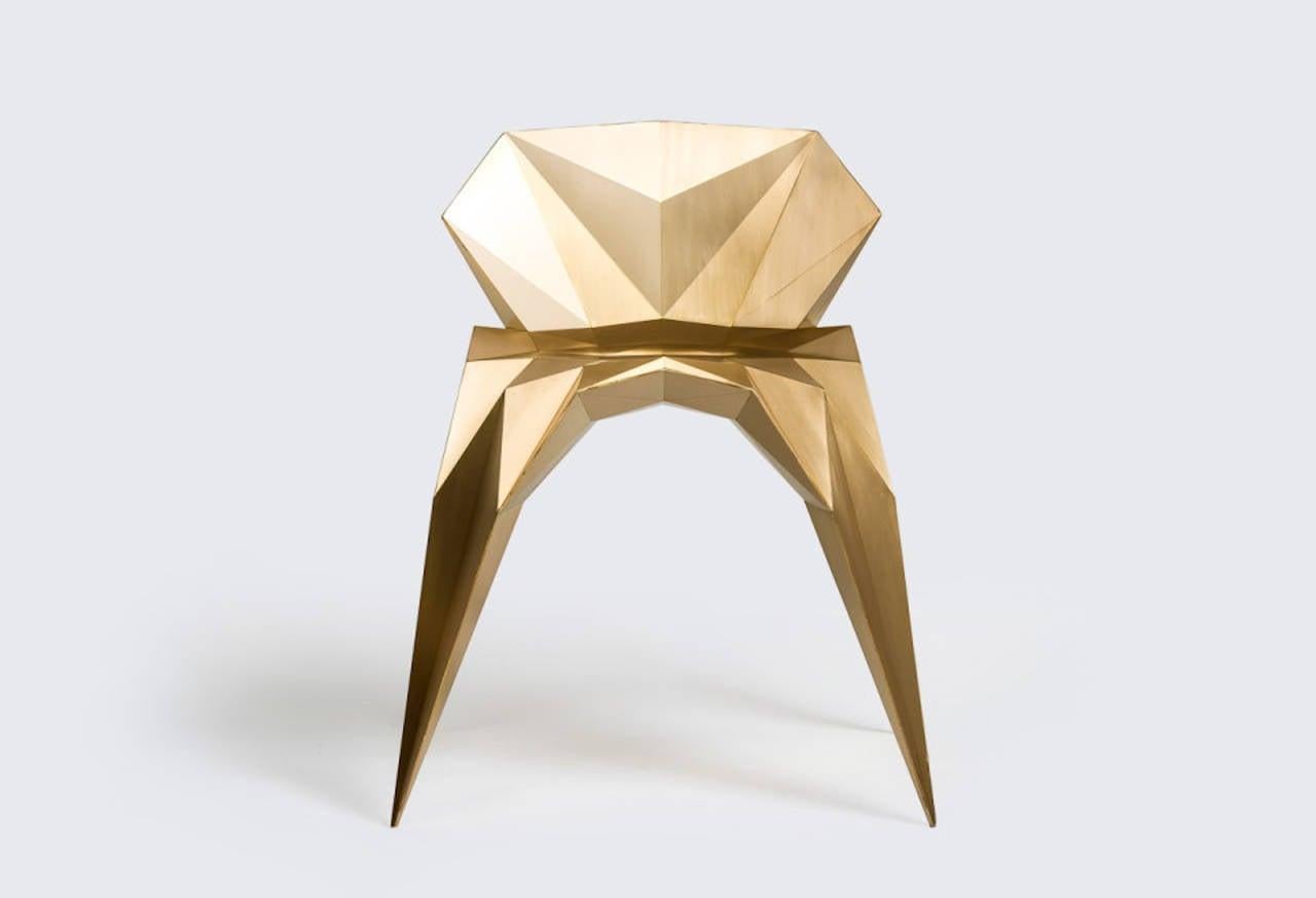 Chinese Brass Heart Chair Unique Dining Chair by Zhoujie Zhang For Sale