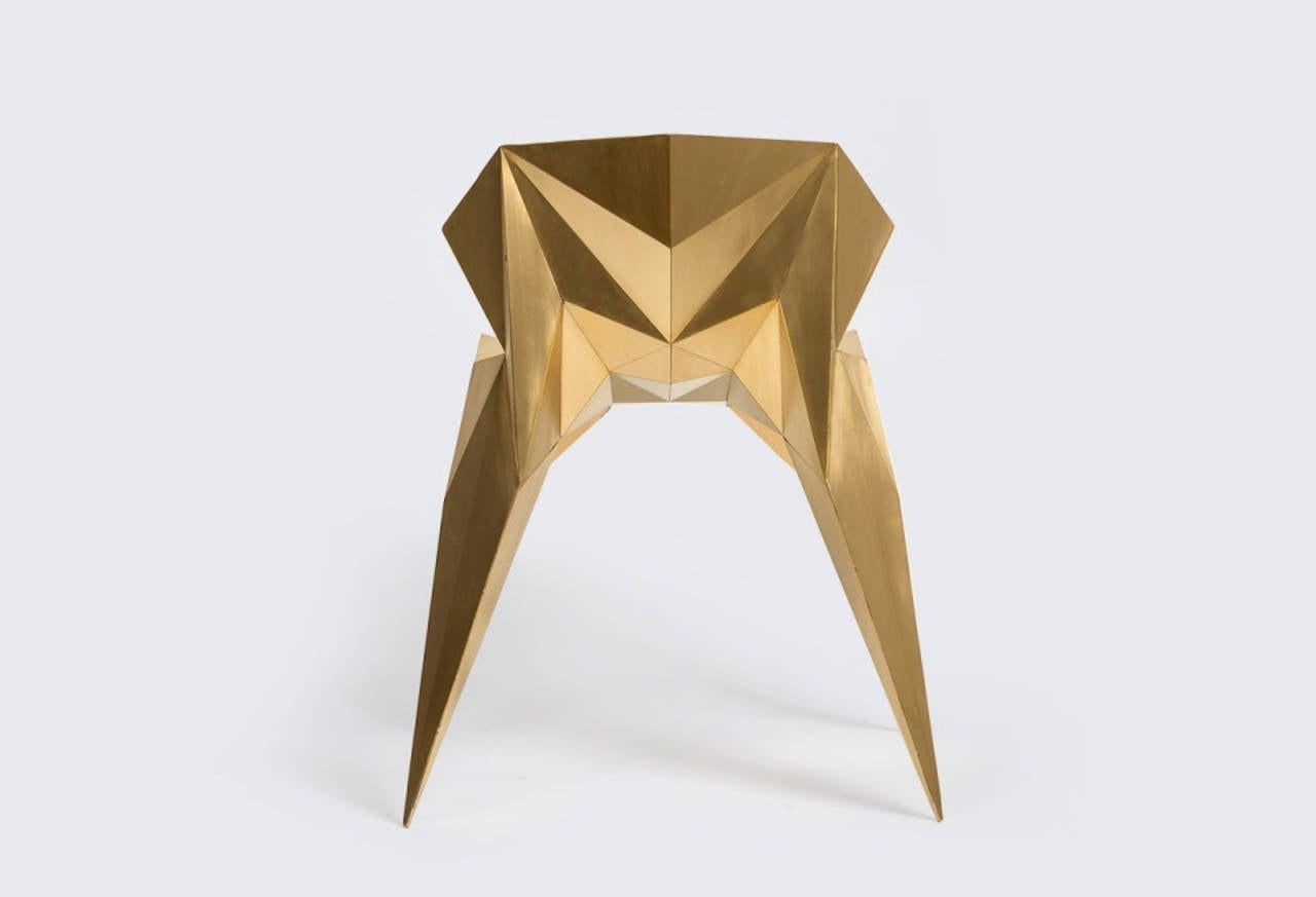 Brushed Brass Heart Chair Unique Dining Chair by Zhoujie Zhang For Sale