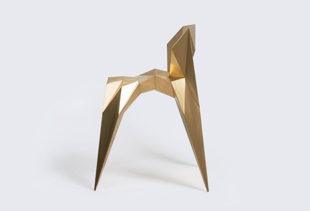 Contemporary Brass Heart Chair Unique Dining Chair by Zhoujie Zhang For Sale