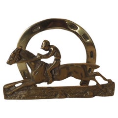 Brass Hermes Style Jockey on Horse Desk Letter Holder