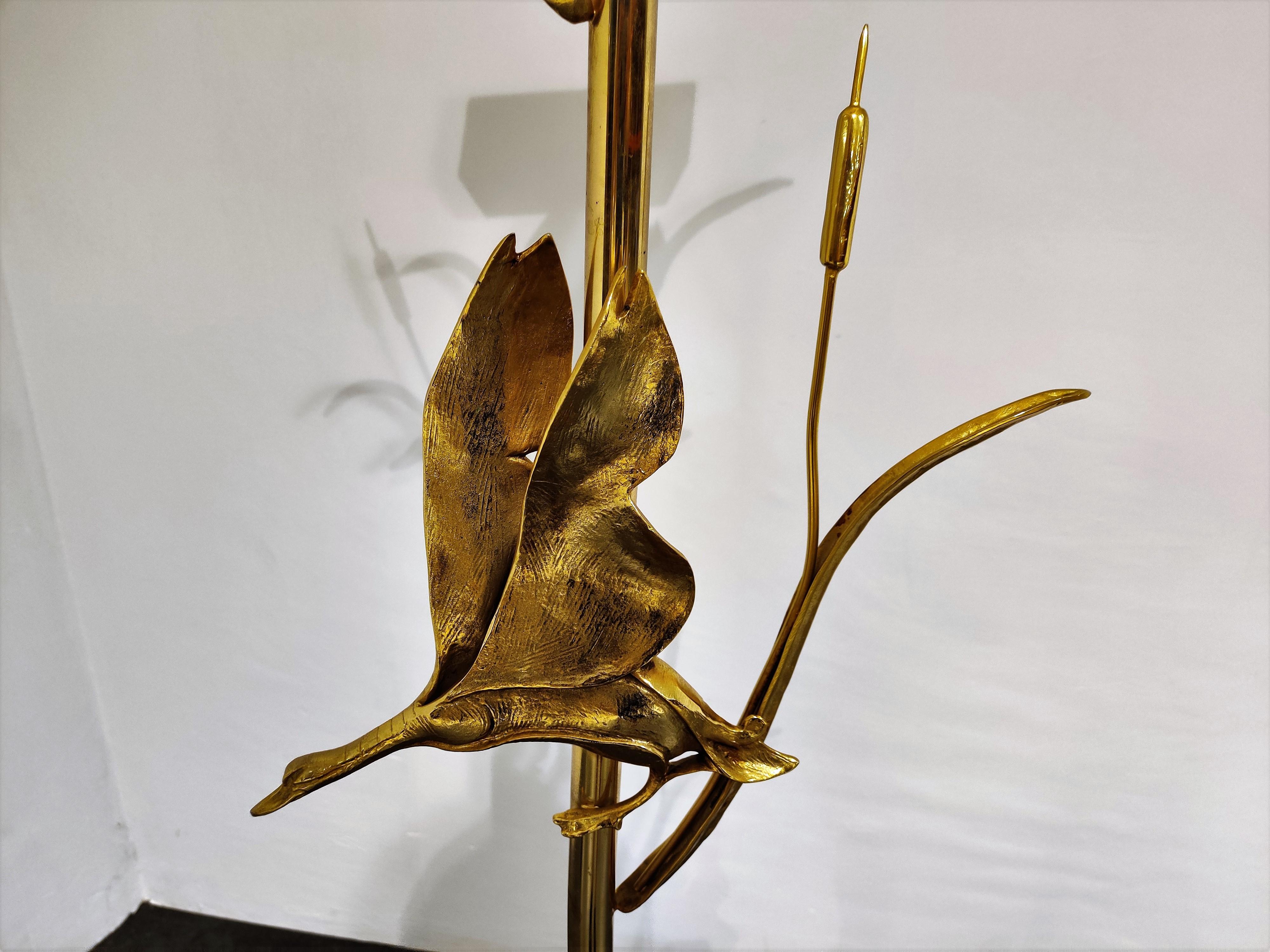 Italian Brass heron floor lamp by L. Galeotti for L'originale, 1970s