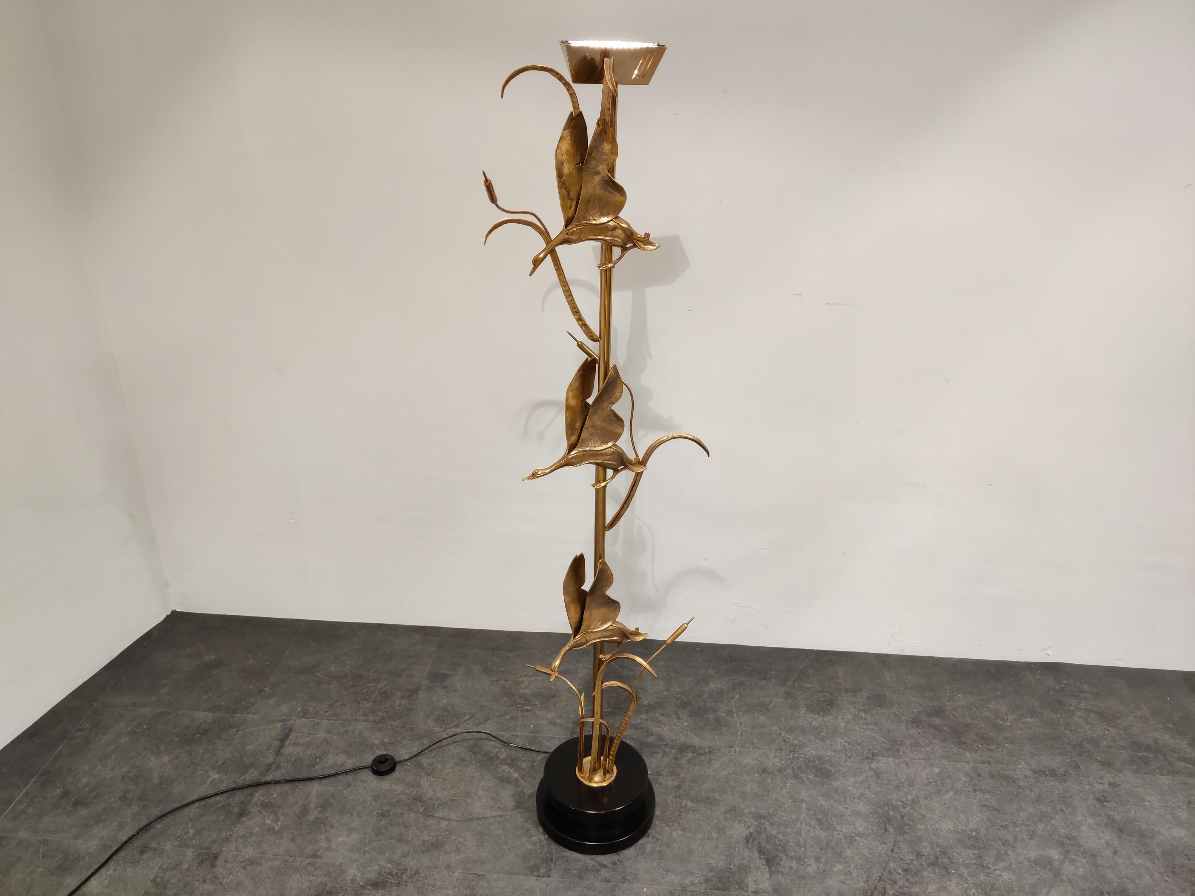 Italian Brass Heron Floor Lamp by L. Galeotti for L'originale, 1970s