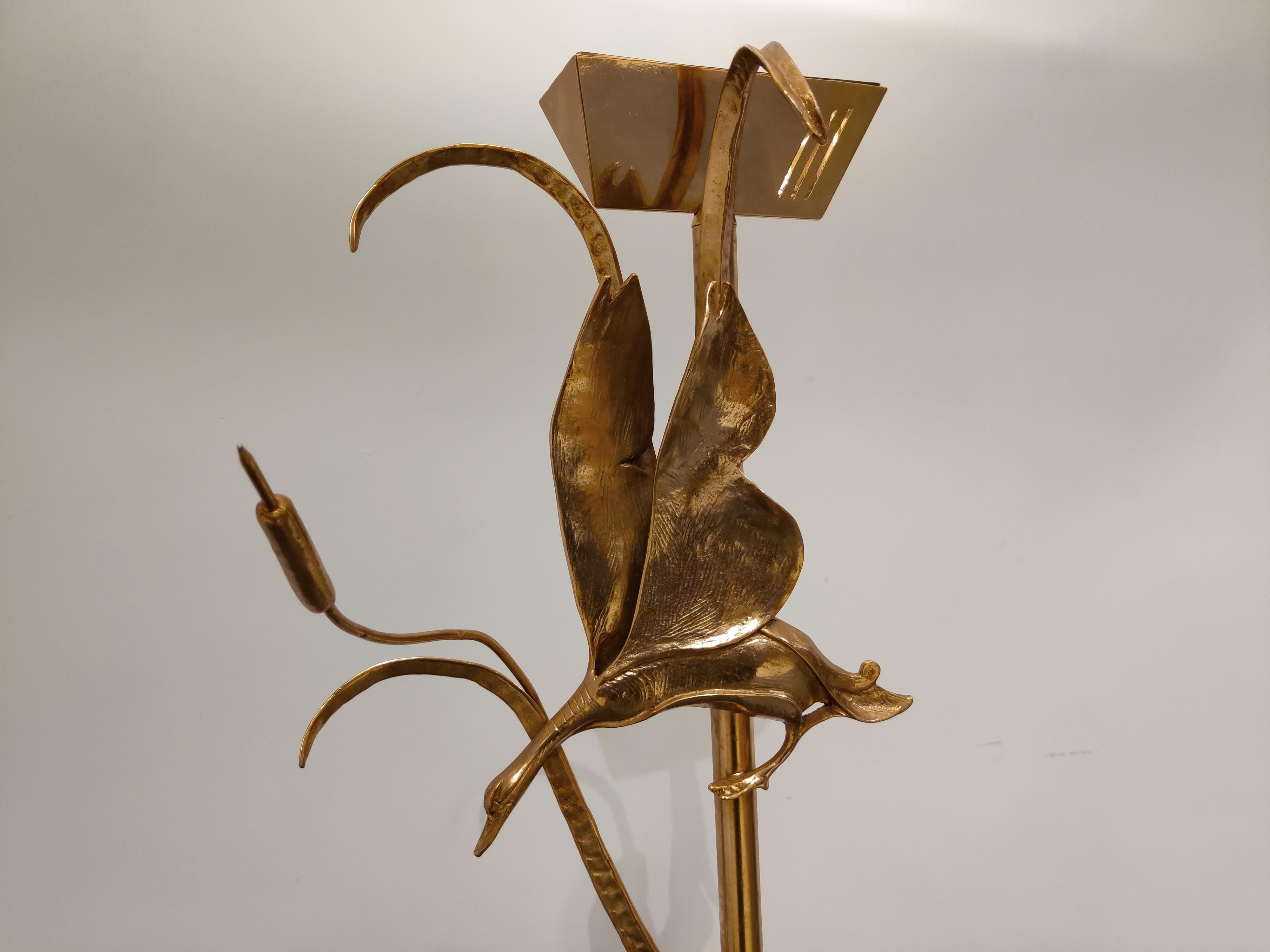 Brass Heron Floor Lamp by L. Galeotti for L'originale, 1970s In Good Condition In HEVERLEE, BE