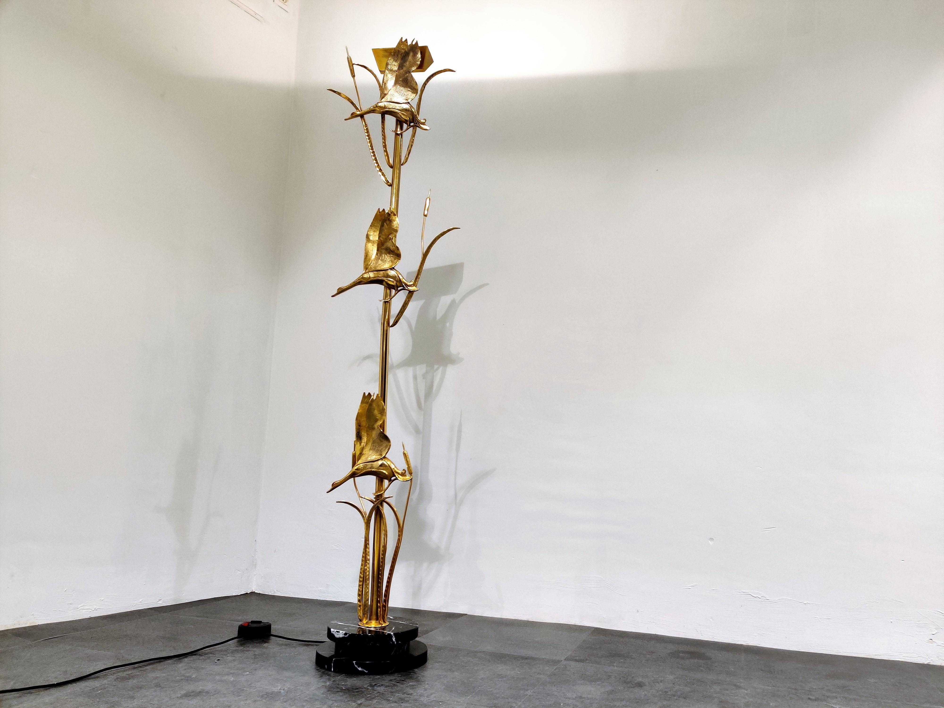 Brass heron floor lamp by L. Galeotti for L'originale, 1970s 1