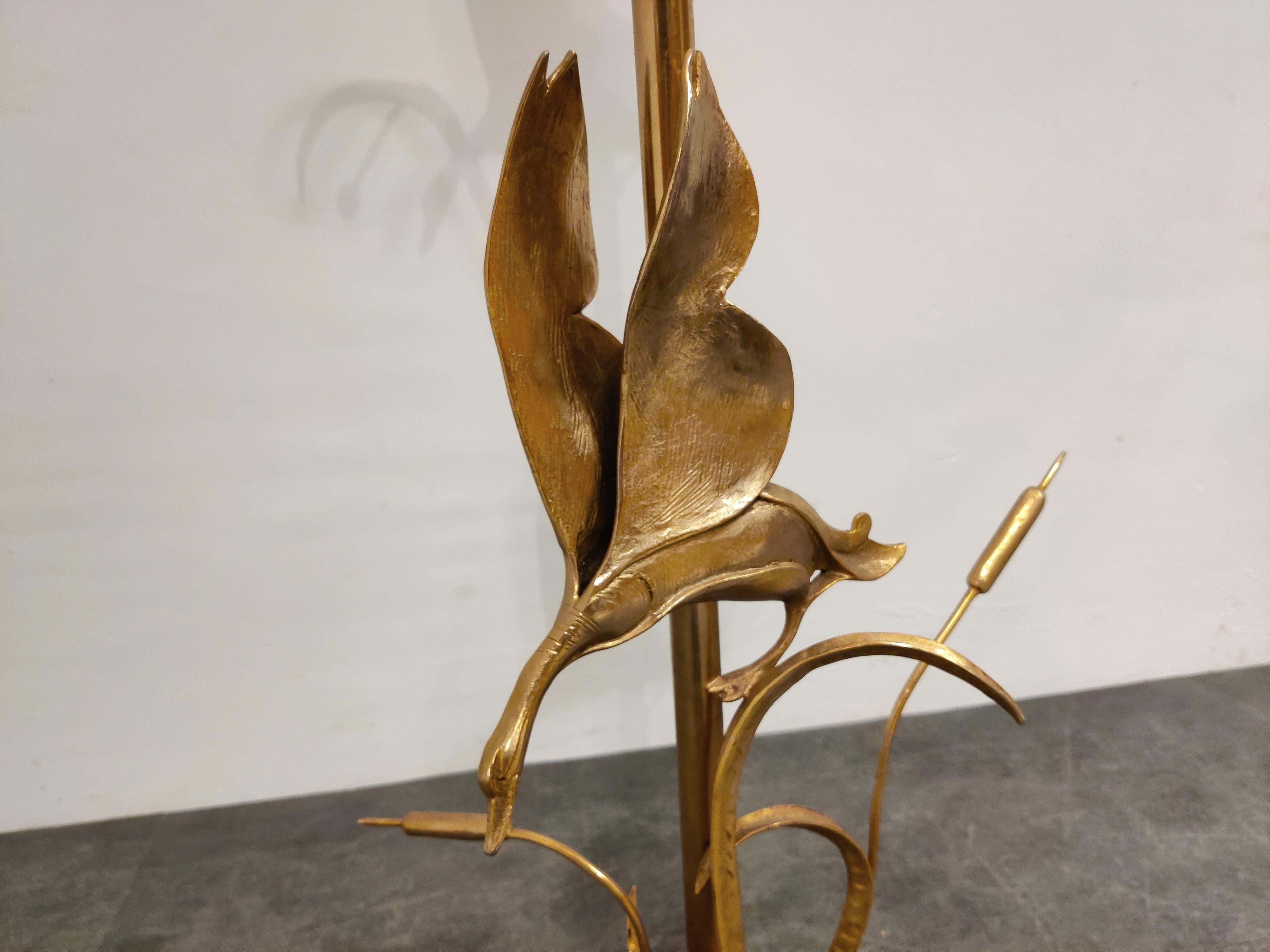 Brass Heron Floor Lamp by L. Galeotti for L'originale, 1970s 1