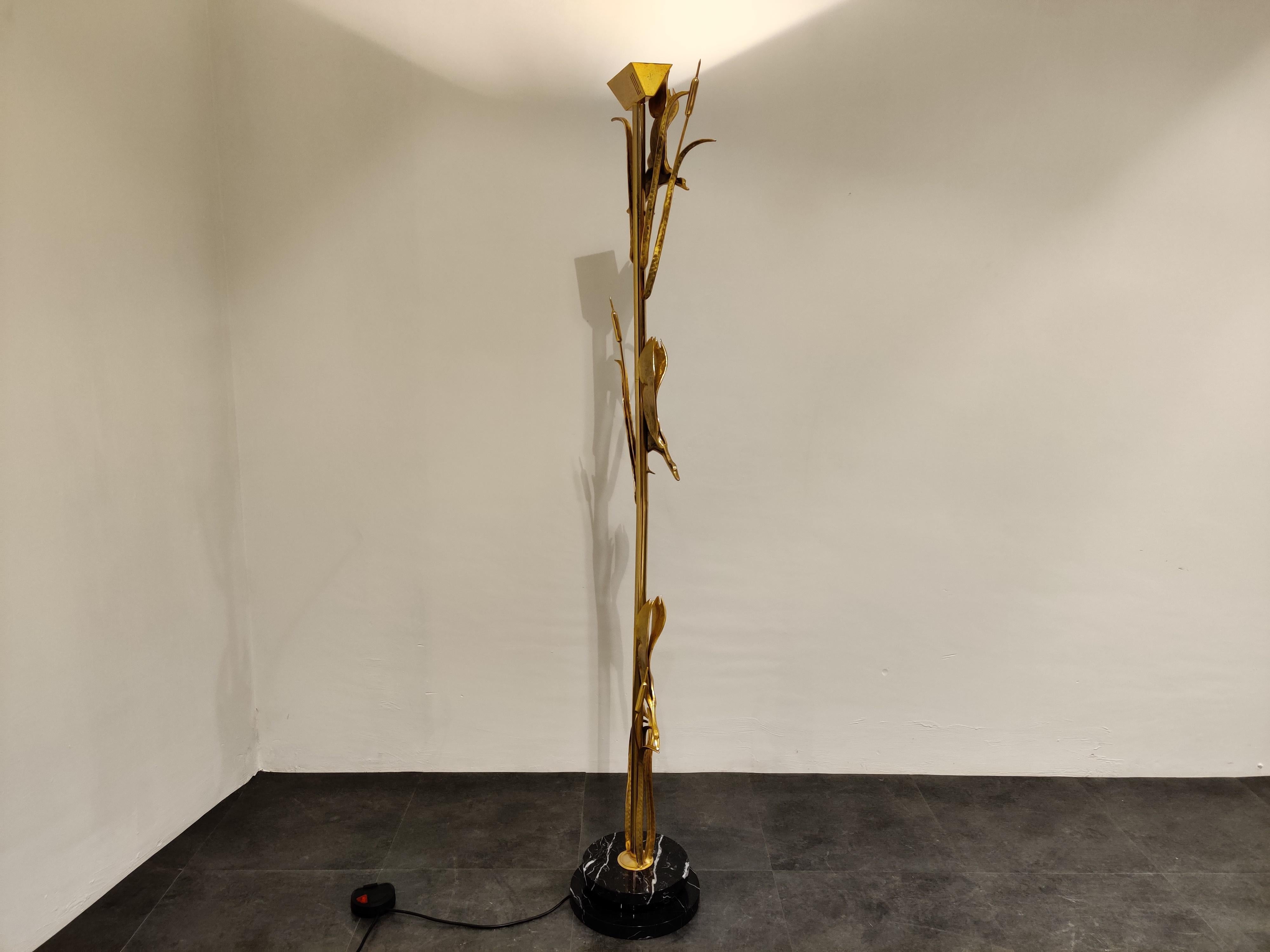 Brass heron floor lamp by L. Galeotti for L'originale, 1970s 2