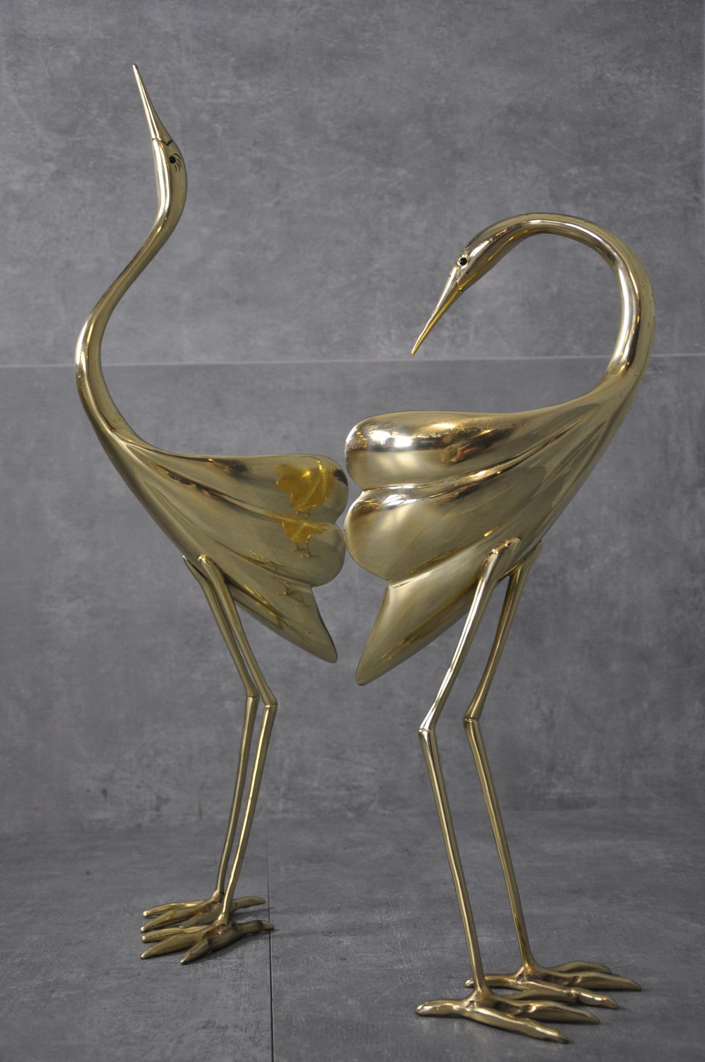 Brass Herons Sculputures from 1950s, Set of 2 5