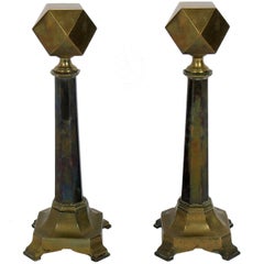 Brass Hexagon Andirons