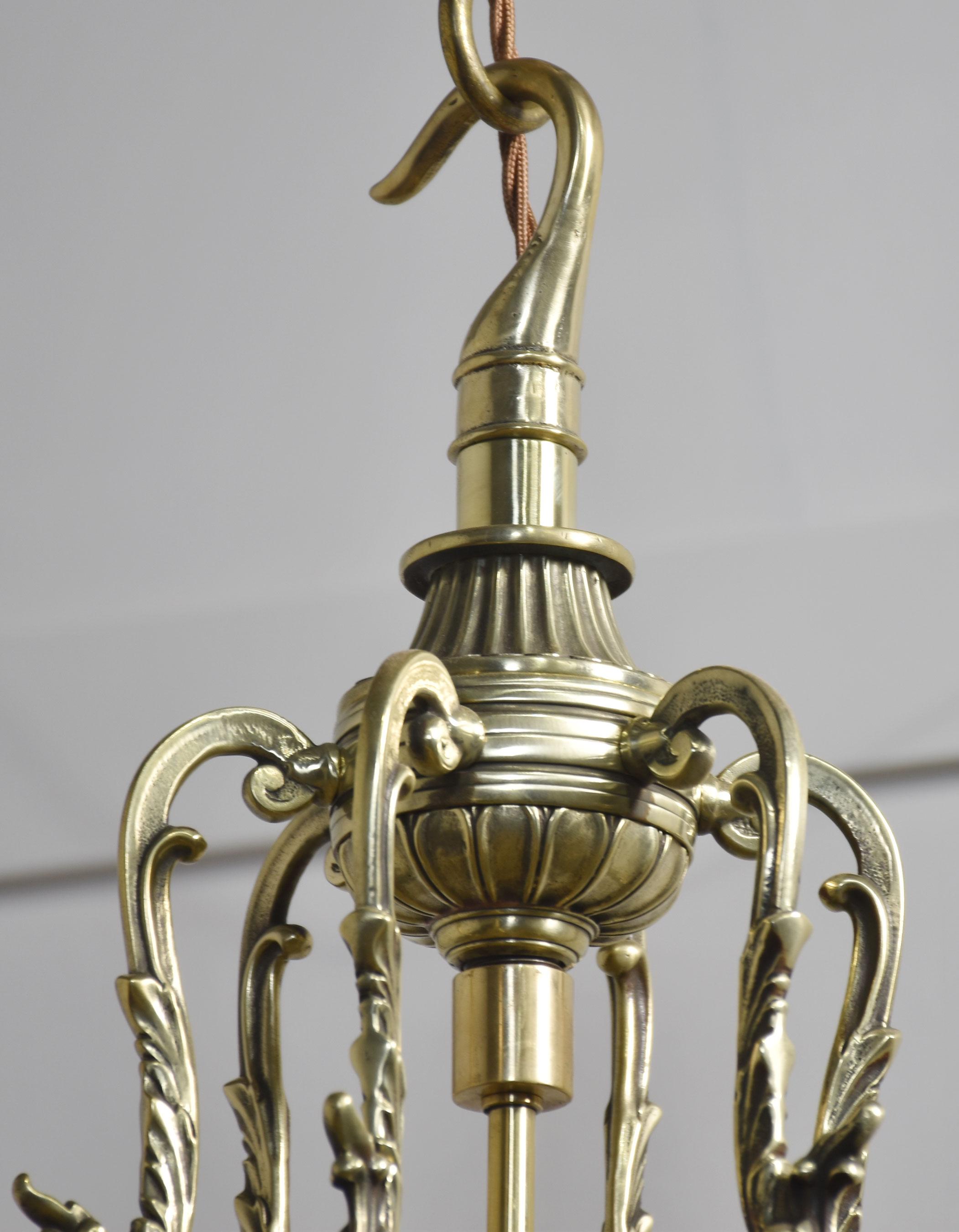 Brass hexagonal hall lantern For Sale 1