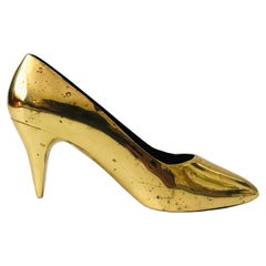 Brass High Heel Shoe Paperweight