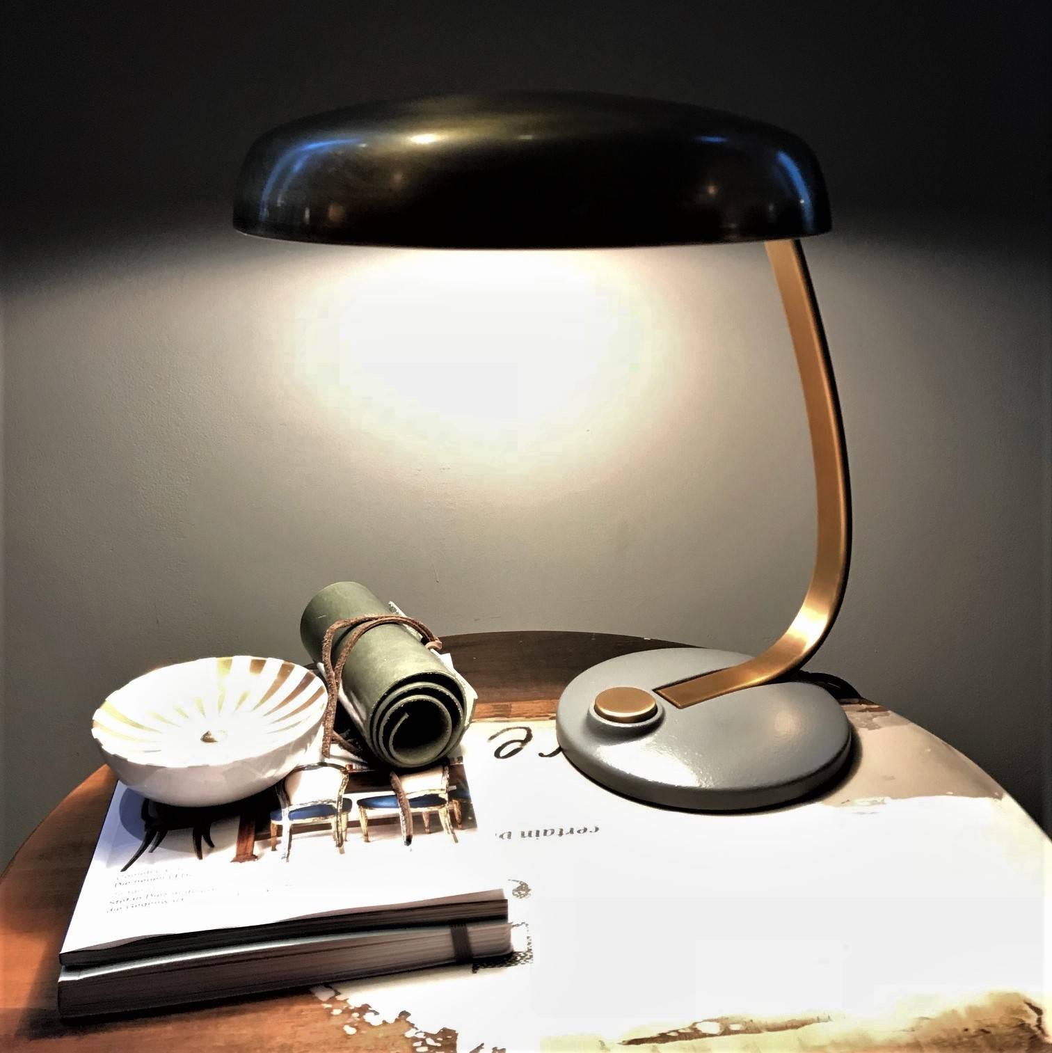 Hillebrand UFO Tischlampe aus Messing, 1960er Jahre Deutschland 3