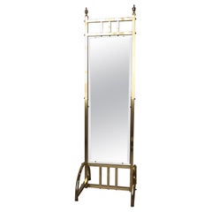 Brass Hollywood Regency Cheval Style Standing Mirror