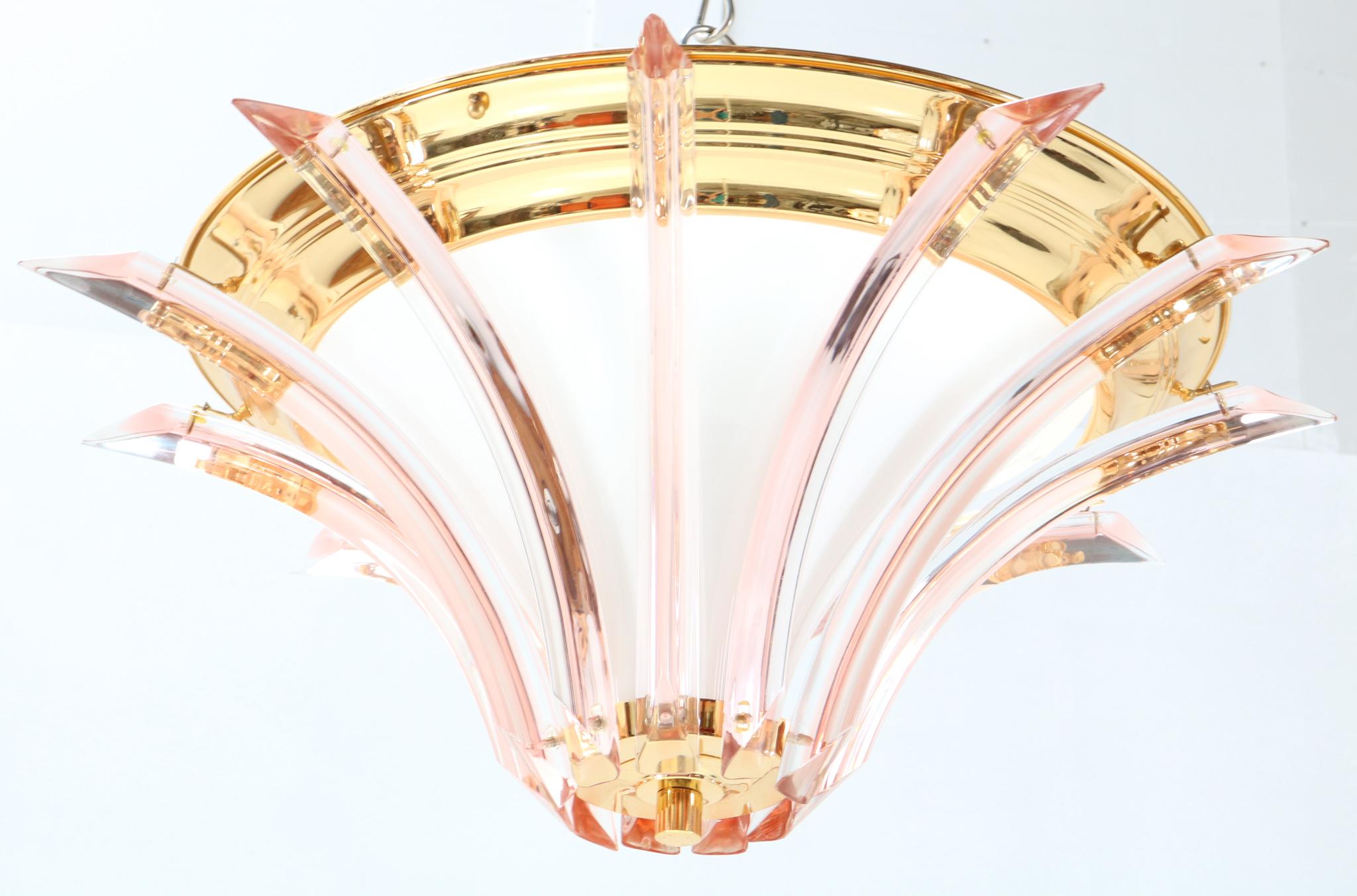 Mid-Century Modern Brass Hollywood Regency Flush Mount, 1980s For Sale