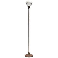 Brass and Holophane Glass Floor Lamp