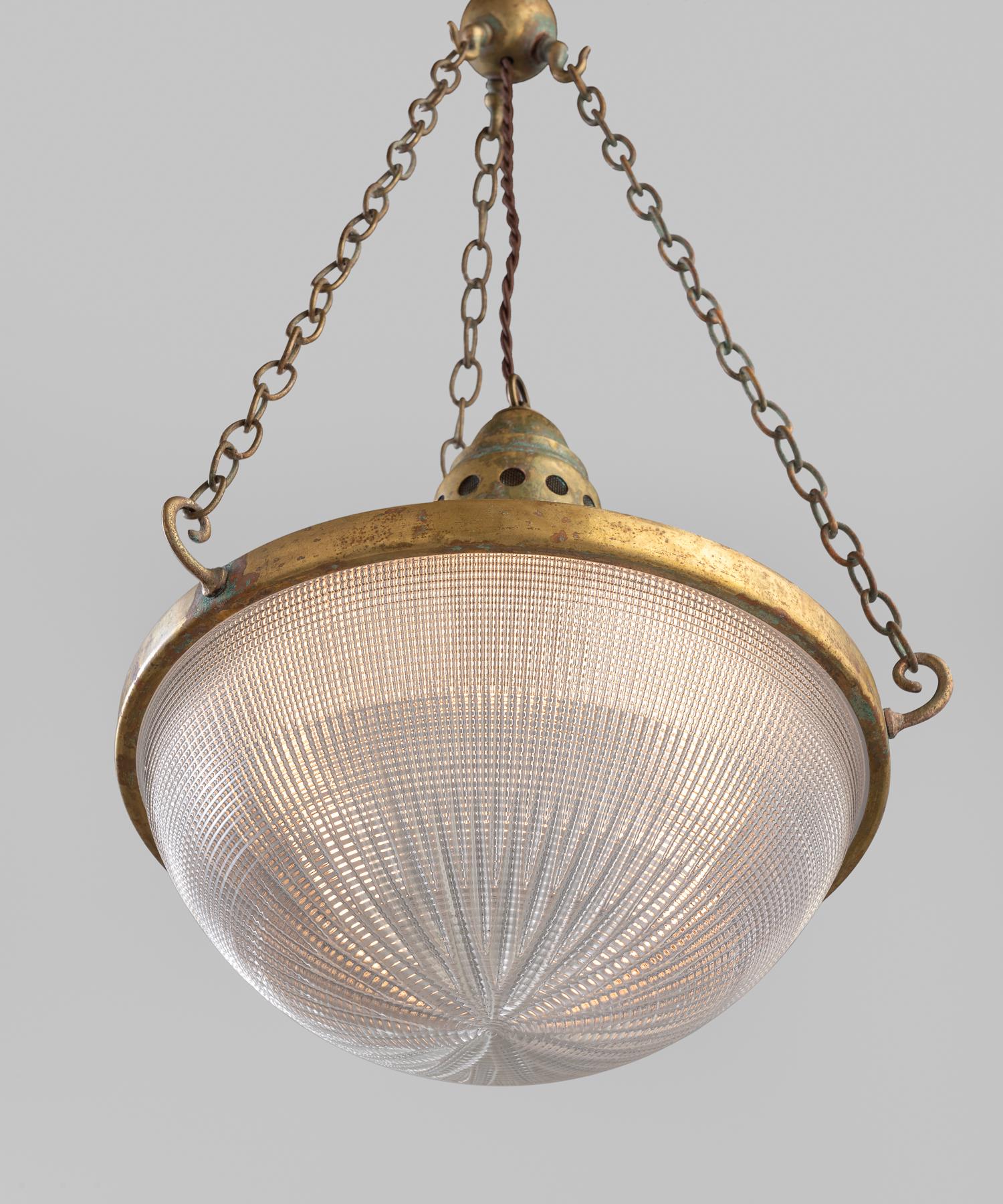 Brass Holophane Lantern, England, circa 1930 In Good Condition In Culver City, CA